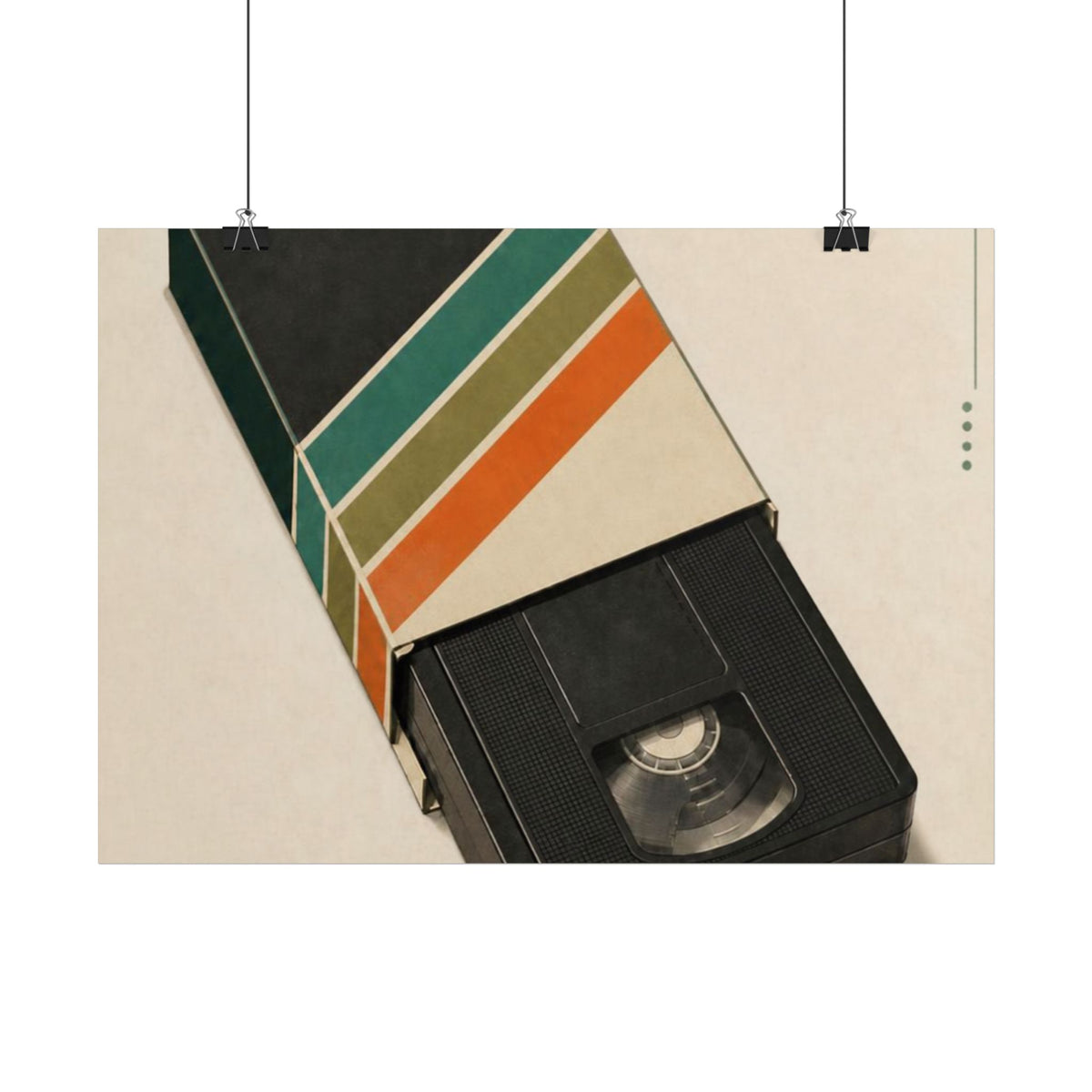 Vintage VHS Retro Poster — Retro Stripes Wall Art, Series: „Rewind“