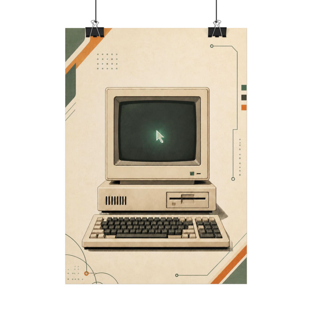 Retro Computer Poster — Vintage 80s PC Wall Art, Series: „Rewind“