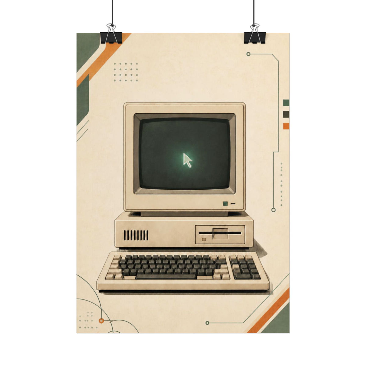Retro Computer Poster — Vintage 80s PC Wall Art, Series: „Rewind“