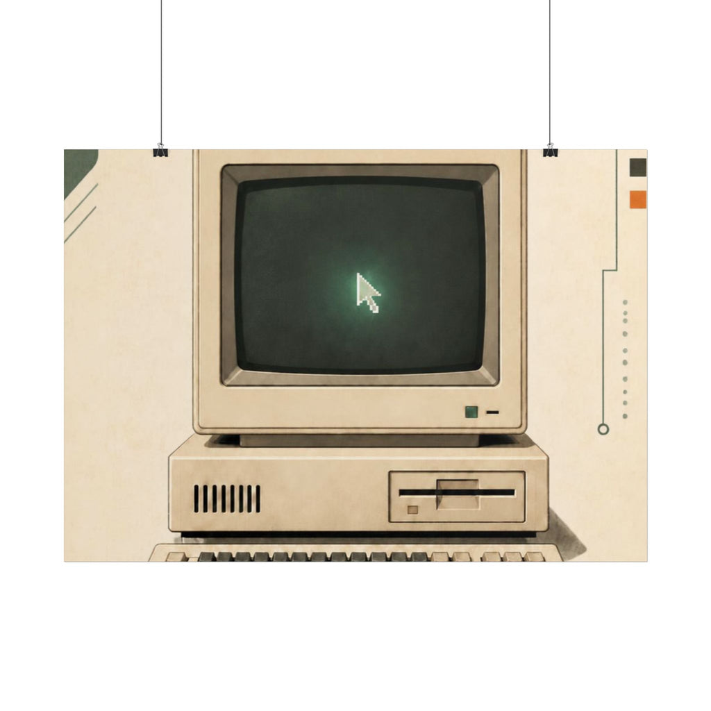 Retro Computer Poster — Vintage 80s PC Wall Art, Series: „Rewind“