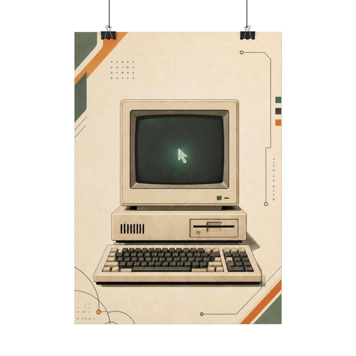 Retro Computer Poster — Vintage 80s PC Wall Art, Series: „Rewind“