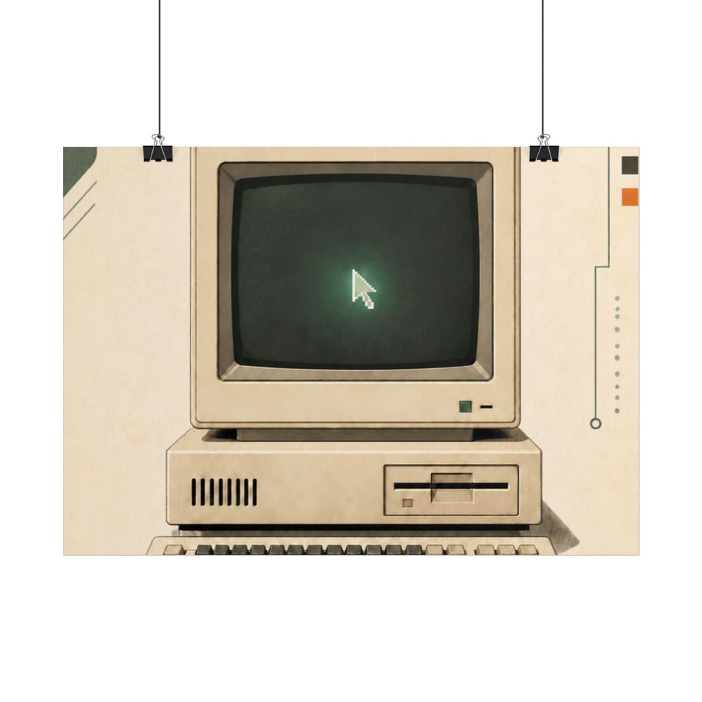 Retro Computer Poster — Vintage 80s PC Wall Art, Series: „Rewind“
