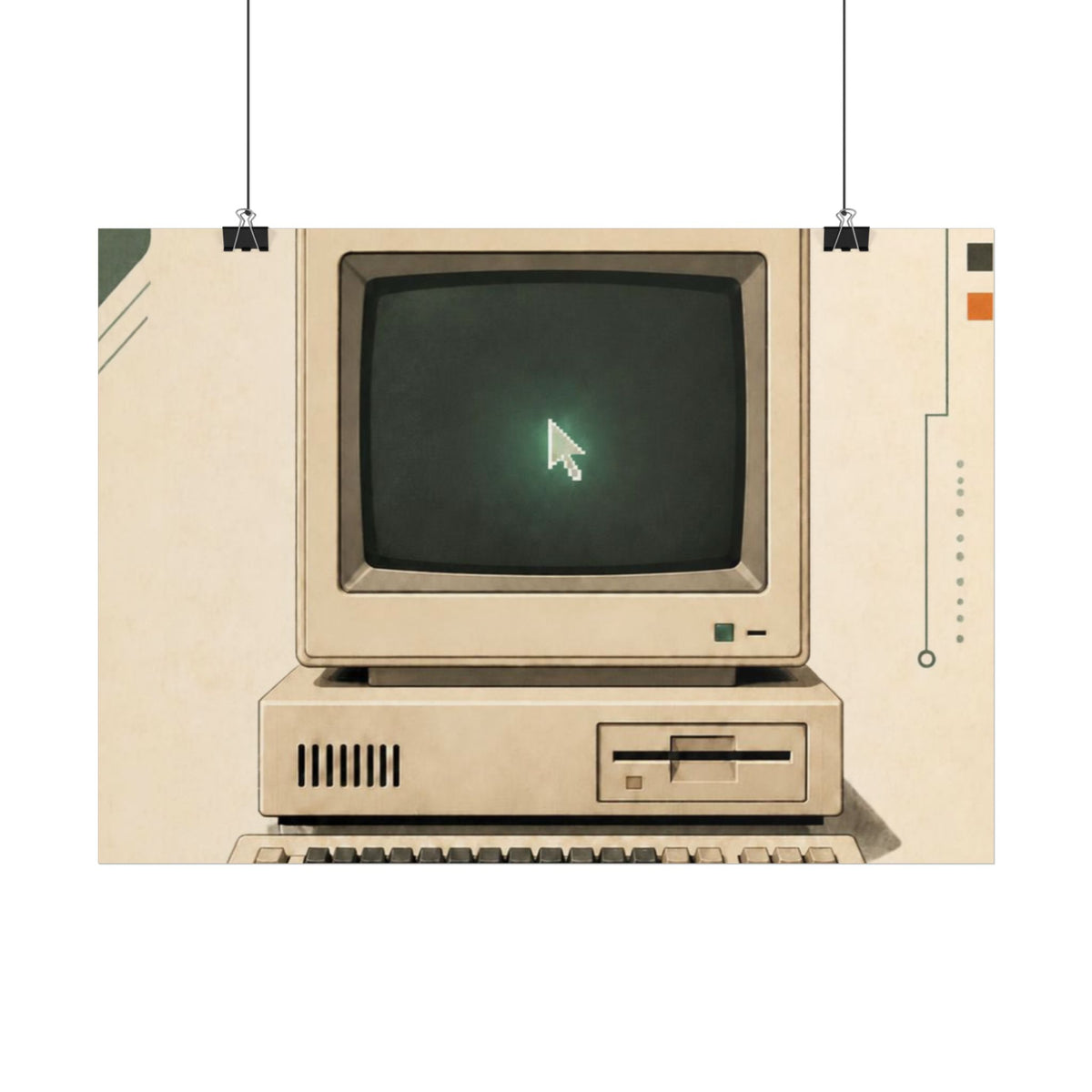 Retro Computer Poster — Vintage 80s PC Wall Art, Series: „Rewind“