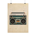 Retro Boombox Poster – Vintage Music Wall Art, Retro Stereo Print, Series: „Rewind“