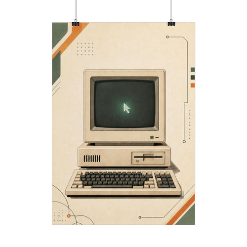 Retro Computer Poster — Vintage 80s PC Wall Art, Series: „Rewind“