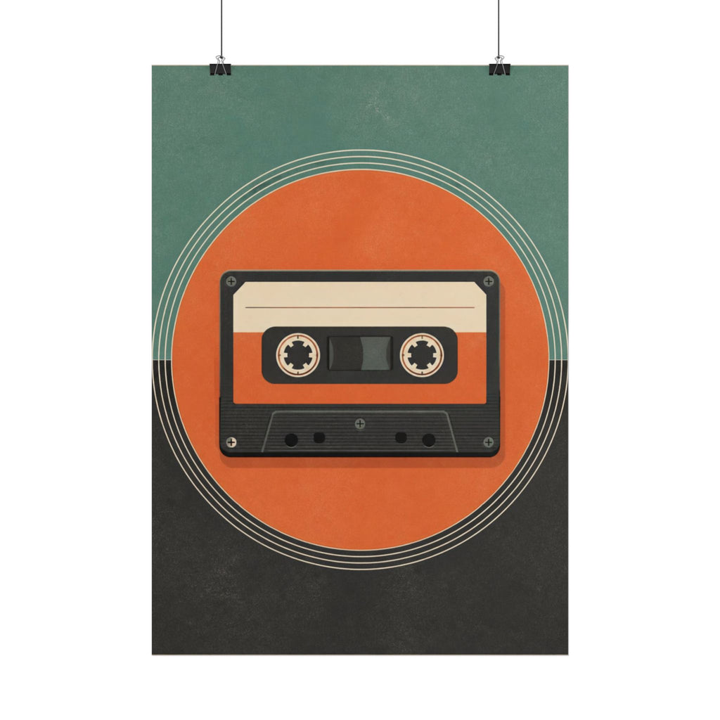 Retro Cassette Tape Poster — Vintage Music Wall Art, Series „Rewind“