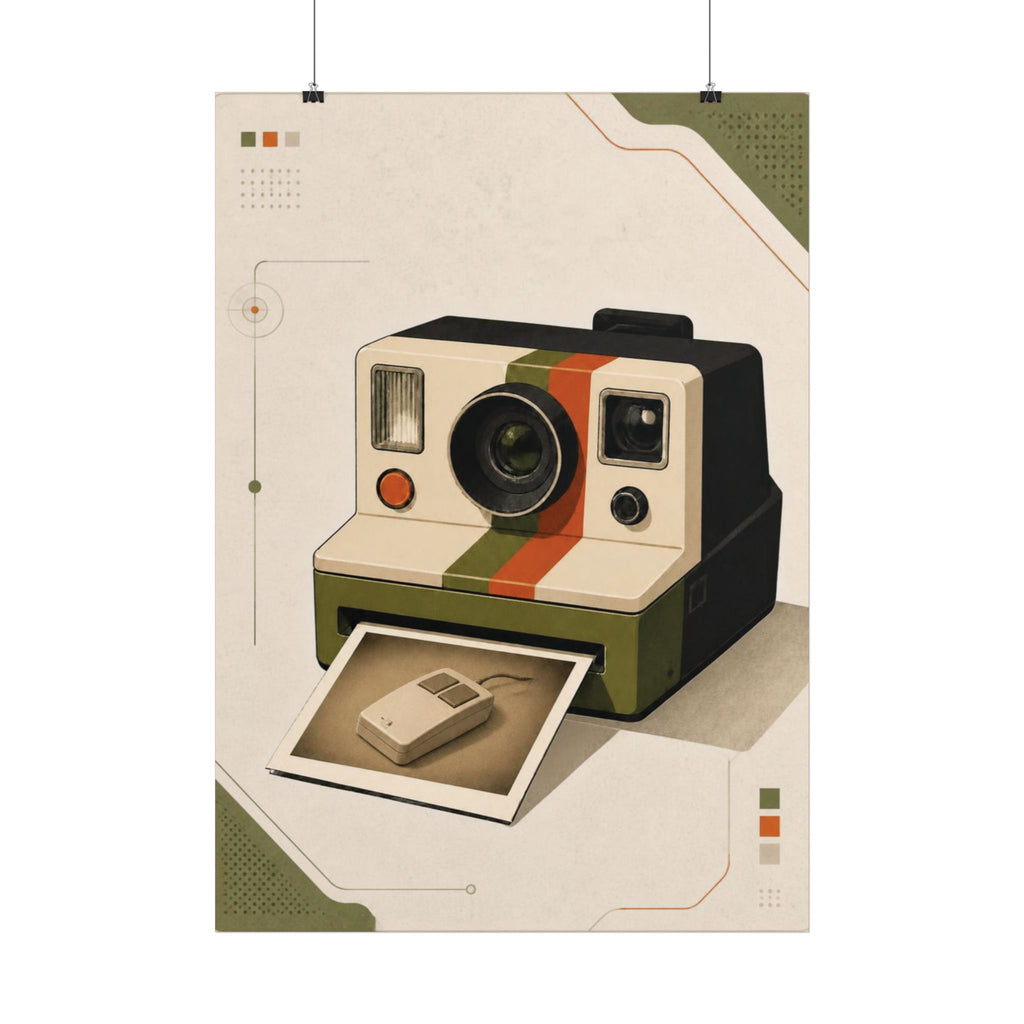 Retro Instant Camera Poster — Vintage Polaroid Photography Wall Art, Series: „Rewind“