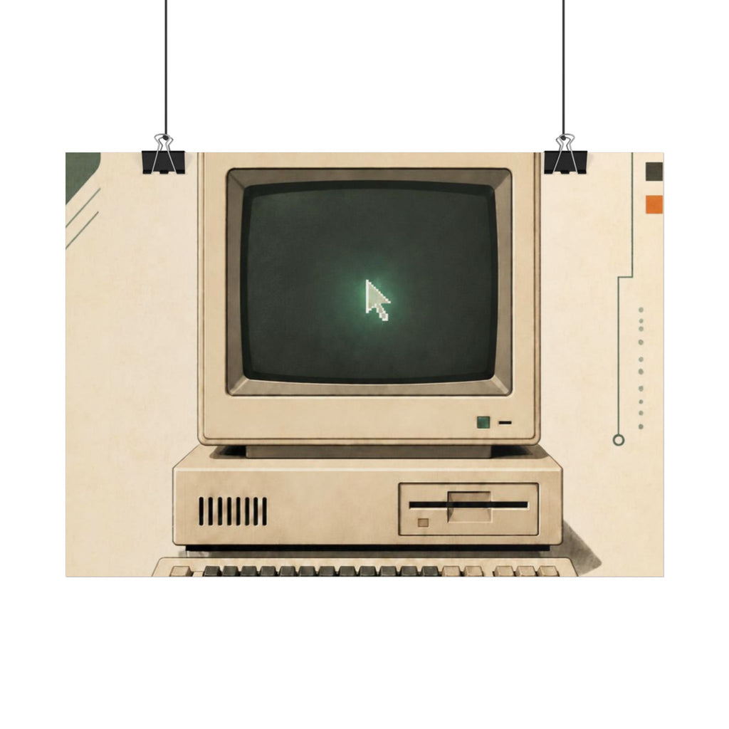 Retro Computer Poster — Vintage 80s PC Wall Art, Series: „Rewind“
