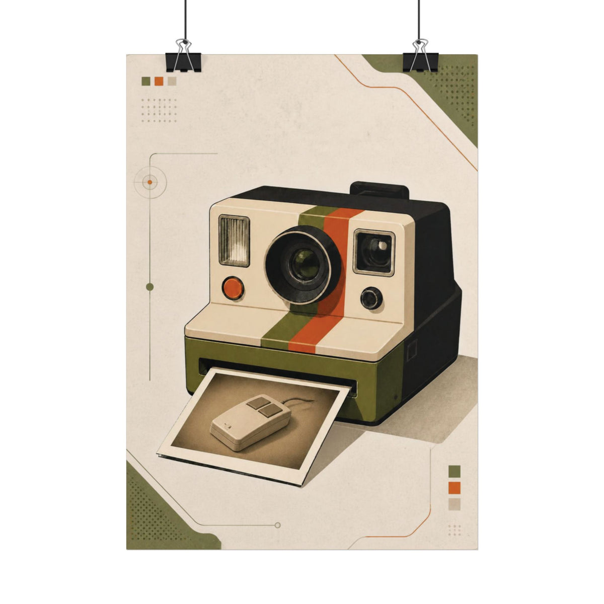 Retro Instant Camera Poster — Vintage Polaroid Photography Wall Art, Series: „Rewind“
