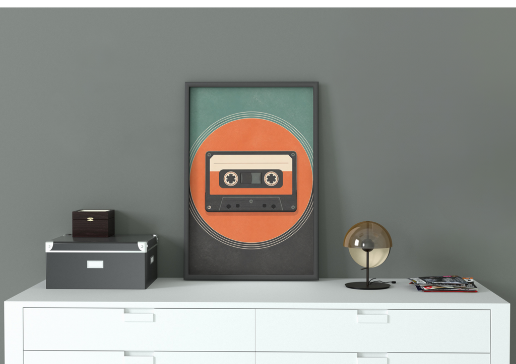 Retro Cassette Tape Poster — Vintage Music Wall Art, Series „Rewind“
