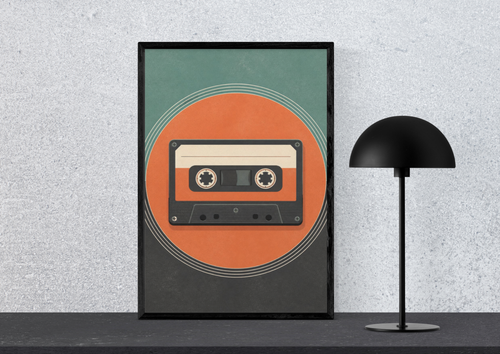 Retro Cassette Tape Poster — Vintage Music Wall Art, Series „Rewind“