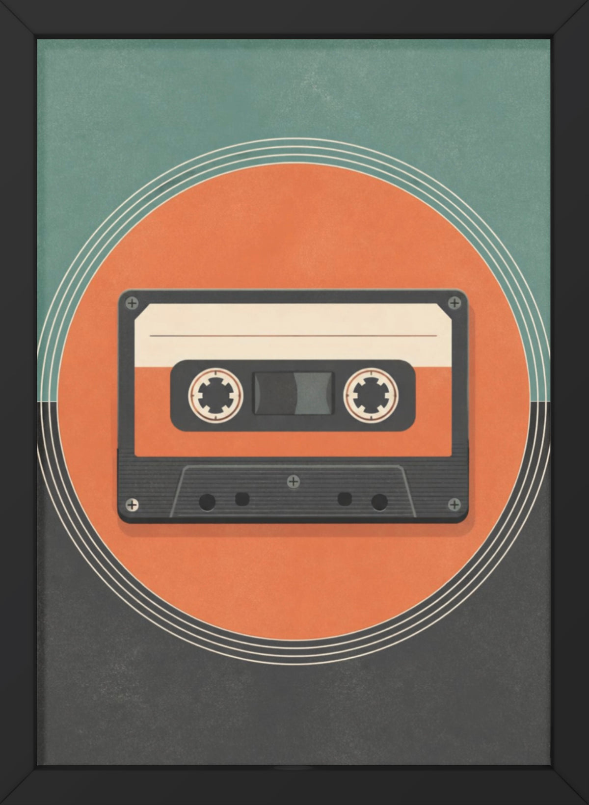 Retro Cassette Tape Poster — Vintage Music Wall Art, Series „Rewind“