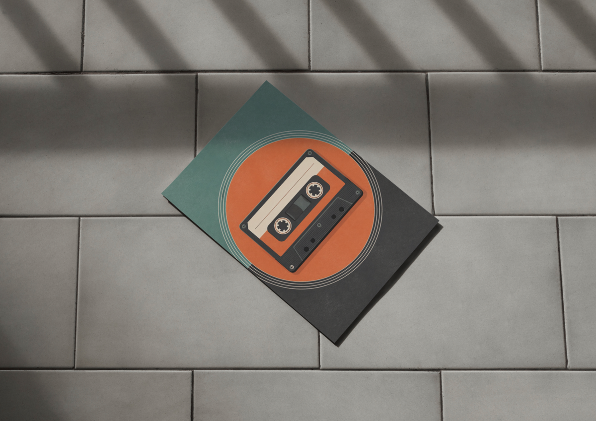Retro Cassette Tape Poster — Vintage Music Wall Art, Series „Rewind“