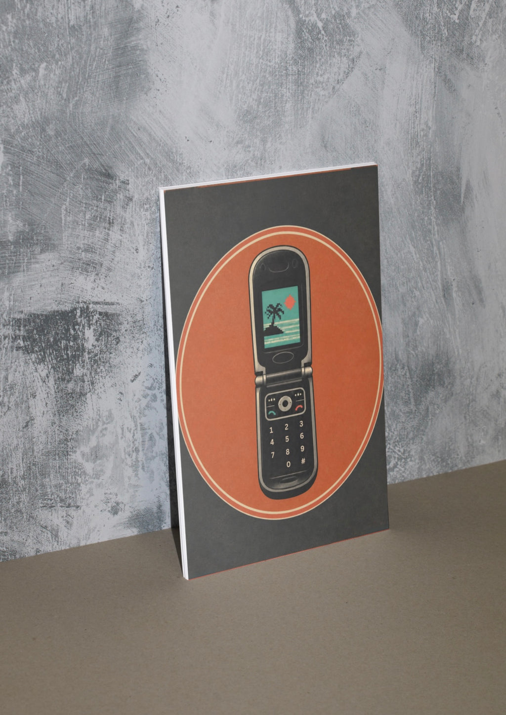 Retro Flip Phone Poster — Vintage Summer Beach Graphic Wall Art, Series: „Rewind“