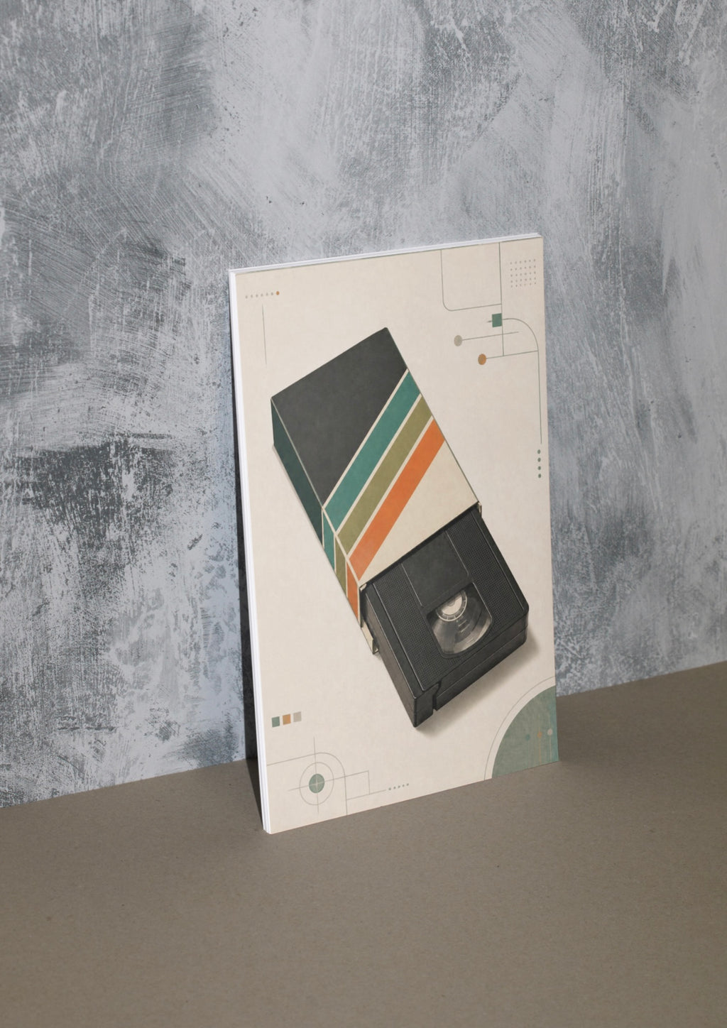 Vintage VHS Retro Poster — Retro Stripes Wall Art, Series: „Rewind“